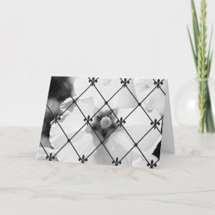 Carte B/W Flower & Fleur de lis Greeting Card