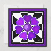 Carte B&W Purple Hearts Beating (Devant)