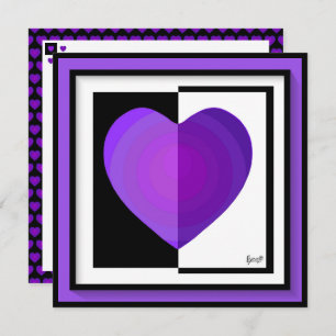 Carte B&W Purple Hearts Beating