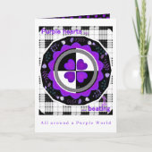 Carte B&W Purple Hearts Beating Birthday card (Devant)