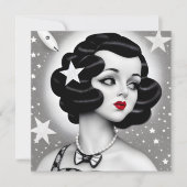 Carte B&W Retro Art Déco Space Girl Card (Devant)