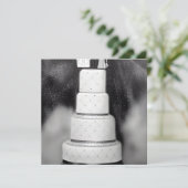 Carte B&W White Retro Wedding Cake (Debout devant)