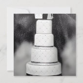 Carte B&W White Retro Wedding Cake (Dos)