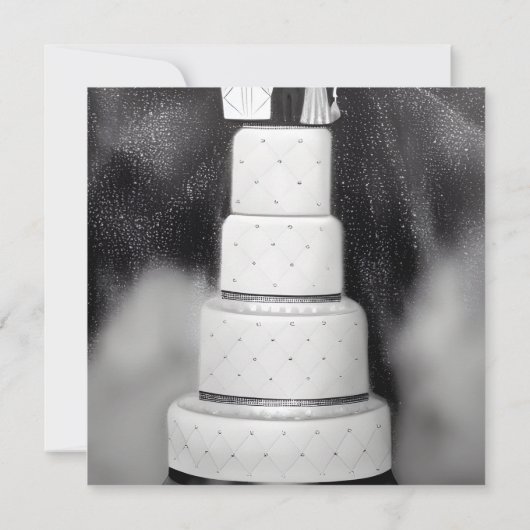 Carte B&W White Retro Wedding Cake (Dos)