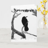Carte B&W Winter Raven Edgar Allan Poe Nevermore (Fleur jaune)