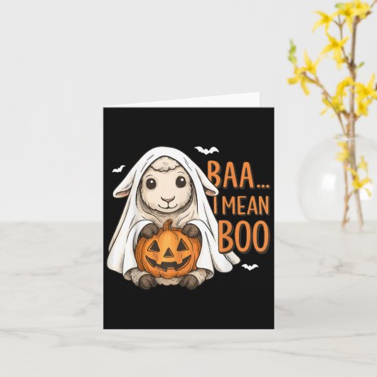Carte Baa Je Veux Dire Boo Ghost Sheep Halloween Ghost S (Fleur jaune)