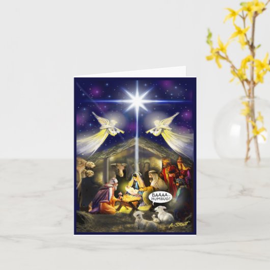 CARTE BAAA HUMBUG ! - (Fleur jaune)