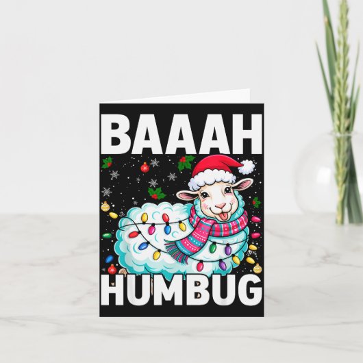Carte Baaah Humbug Sheep Xmas Lights Funny Anti Christma (Devant)