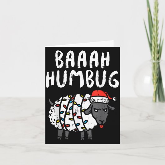 Carte Baaah Humbug Sheep Xmas Lights Funny Anti Christma (Devant)