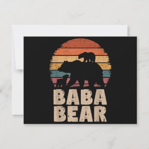 Carte Baba Bear Vintage Retro Funny Fête des pères 2 Cub