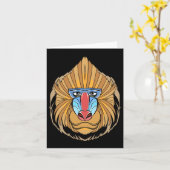 Carte Baboon Visage Halloween Effrayant Baboon Singe (Fleur jaune)
