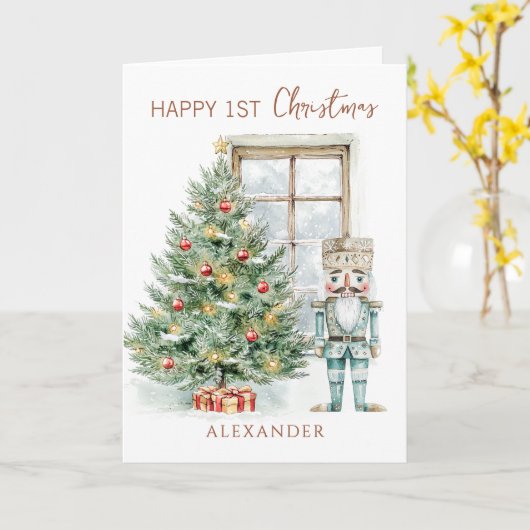 Carte Baby 1st Christmas Nutcracker Tree (Fleur jaune)