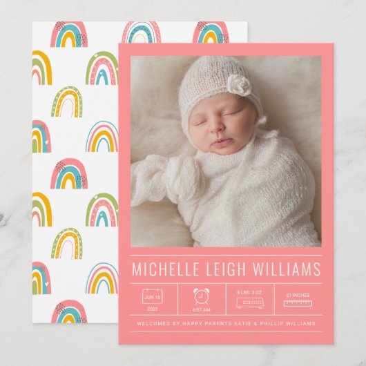 Carte BABY ANNOUNCEMENT Add Your Photo (Devant / Derrière)