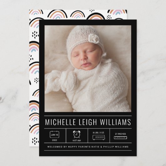 Carte BABY ANNOUNCEMENT Add Your Photo (Devant / Derrière)