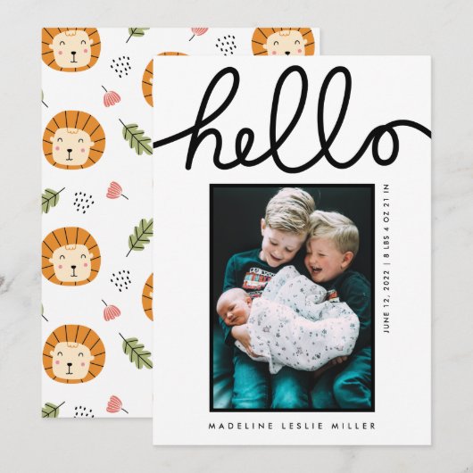 Carte BABY ANNOUNCEMENT Add Your Photo (Devant / Derrière)