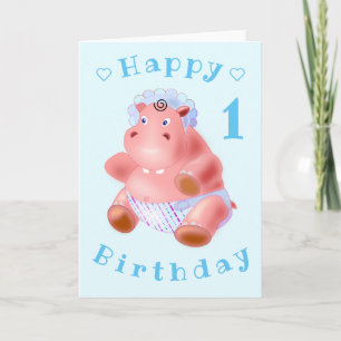 Carte Baby Birthday Card Baby Hippo - Personnalisé