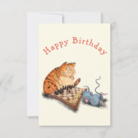 Baby Birthday Card Chat et souris Jouer aux échecs