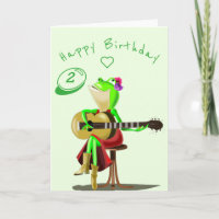 Baby Birthday Card Guitar Player Frog Personnalisé