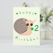 Carte Baby Birthday Card Lucky Snail avec Clover (Debout devant)