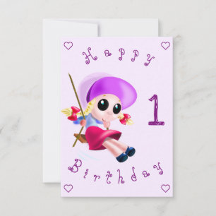 Carte Baby Birthday Card Petite fille Swing Your Year
