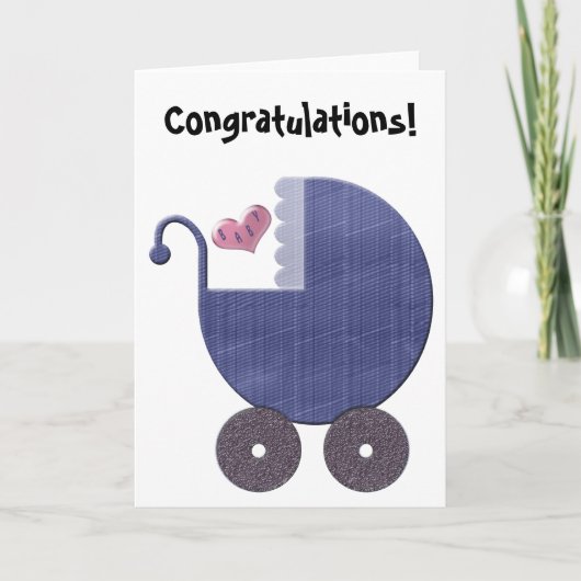 Carte Baby Blue Pram Art (Devant)