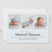 Carte Baby Boy Blue Multi Photo Simple Cute Plaid (Devant)