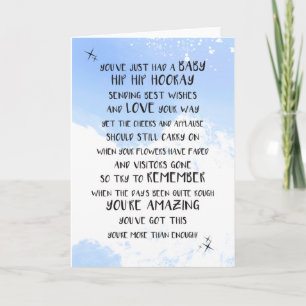 Carte Baby Boy, Blue Newborn, New Parent Advice Card