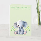 Carte Baby boy congratulations elephant green (Dos)