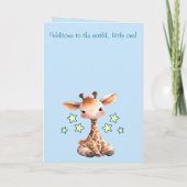 Carte Baby boy congratulations giraffe blue (Dos)