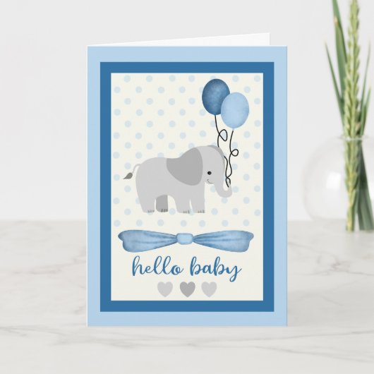 Carte Baby Boy Elephant avec ballons (Devant)