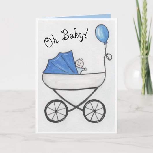 Carte Baby Boy en poussette (Devant)