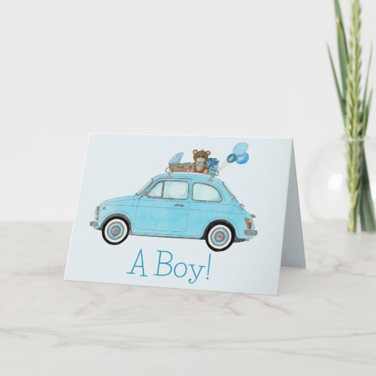 Carte Baby Boy Fiat 500 Félicitations (Devant)