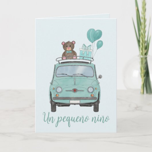 Carte Baby Boy Fiat 500 Félicitations Espagnoles (Devant)