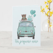 Carte Baby Boy Fiat 500 Félicitations Espagnoles (Fleur jaune)
