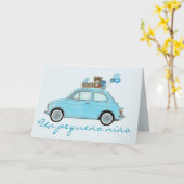 Carte Baby Boy Fiat 500 Félicitations Espagnoles (Fleur jaune)