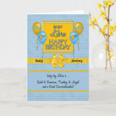 Carte Baby Boy Libra 1er anniversaire Zodiac (Fleur jaune)
