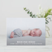 Carte Baby Boy Photo Annonces de naissance simples (Debout devant)