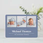 Carte Baby Boy Simple Photo Collage Bleu (Debout devant)
