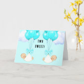 Carte Baby Boy Twins Félicats (Fleur jaune)