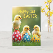 Carte Baby Chicks Easter Greetings Card (Fleur jaune)