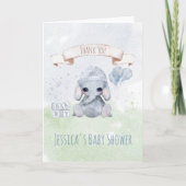 Carte Baby Elephant Aquarelle Animaux Merci (Devant)