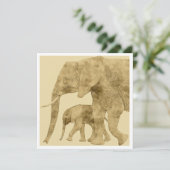 Carte Baby Elephant with it's Mother  (Debout devant)