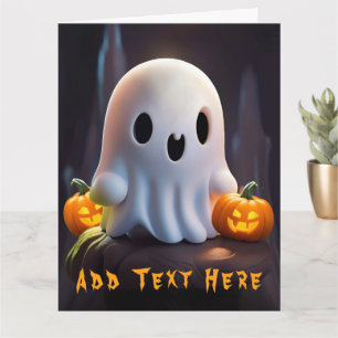 Carte Baby Ghost Déplaisant mignon caractère Halloween