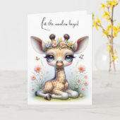 Carte Baby Giraffe In Flowers Félicitations (Fleur jaune)