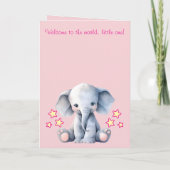 Carte Baby girl congratulations elephant pink (Dos)