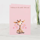 Carte Baby girl congratulations giraffe pink (Dos)