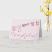 Carte Baby Girl Félicitations italiennes (Fleur jaune)