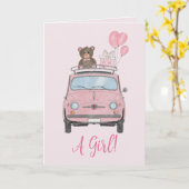 Carte Baby Girl Fiat 500 félicitations (Fleur jaune)