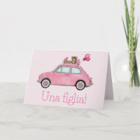 Baby Girl Fiat 500 félicitations italiennes