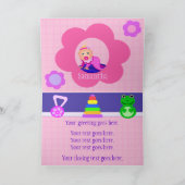 Carte Baby Girl First Birthday Greeting Card - Custom (Intérieur)